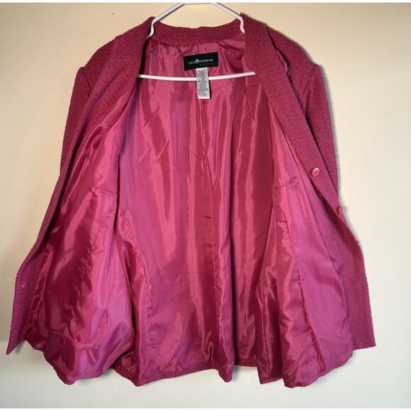 Sag Harbor Textured Jacket Pink Blazer Pockets Flower Size 24W - Picture 2 of 9